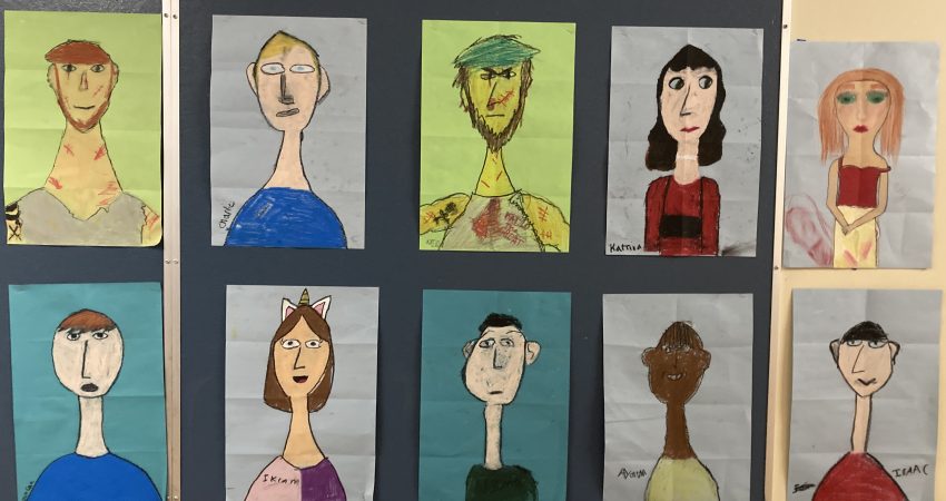 Some creative Division 1 student self portraits inspired by Modigliani.