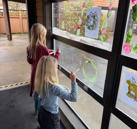Frank Hobbs Decorates the Windows at Queen Alexandra Hospital